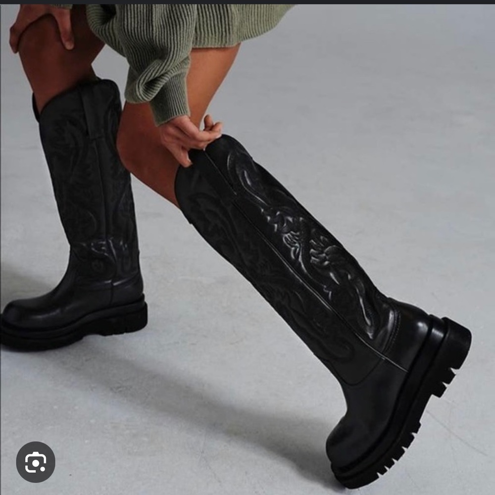 Free People Jeffrey Campbell Black Space Western Boots 6.5 NEW IN BOX